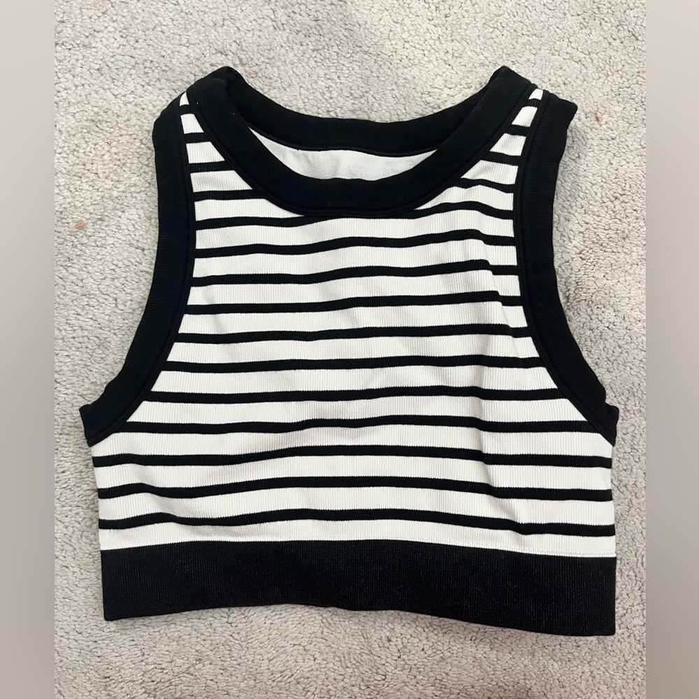 Aerie stripped cropped sports top